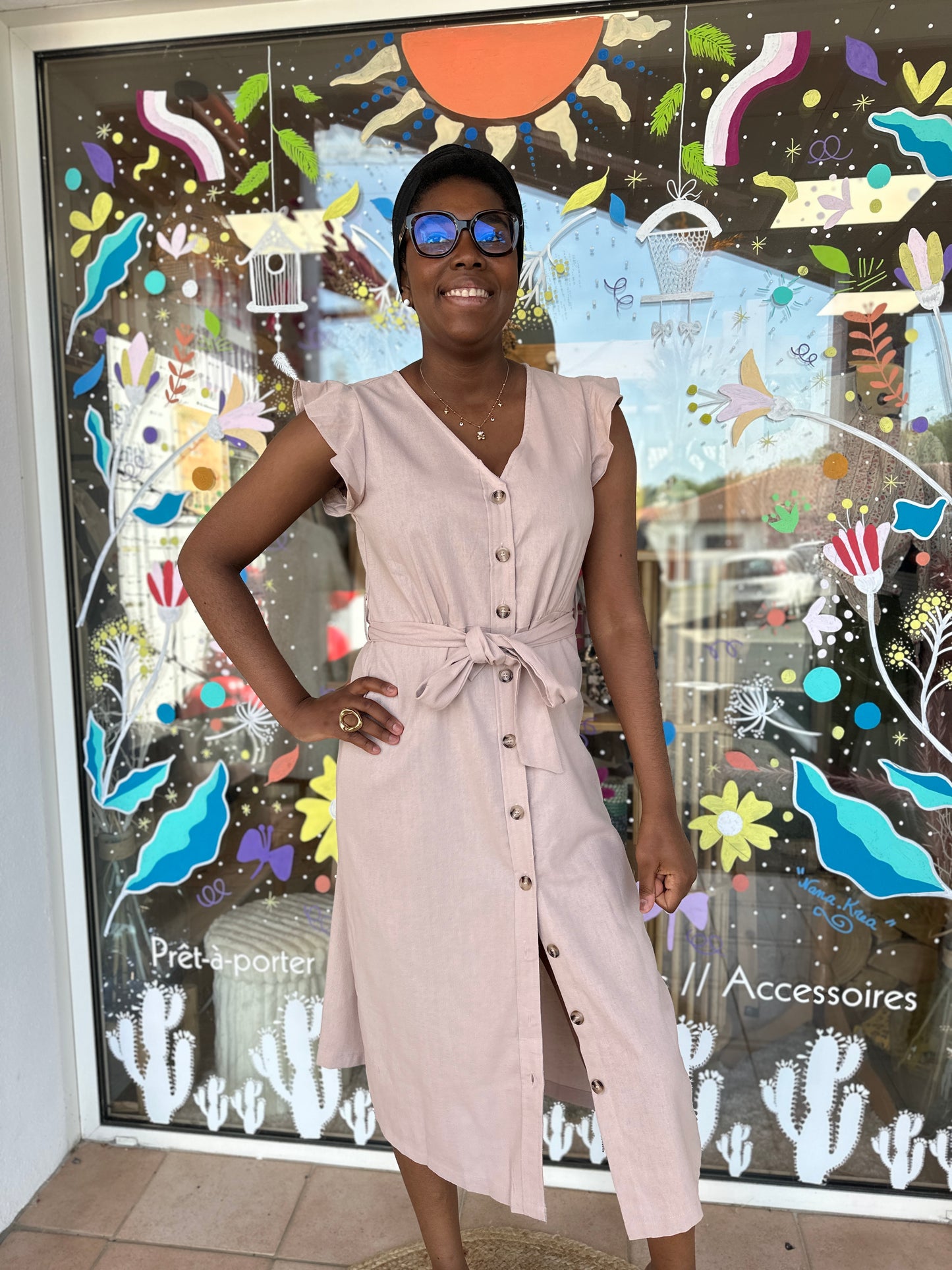 🤍 Robe Alma viscose & lin – Naturelle & élégante