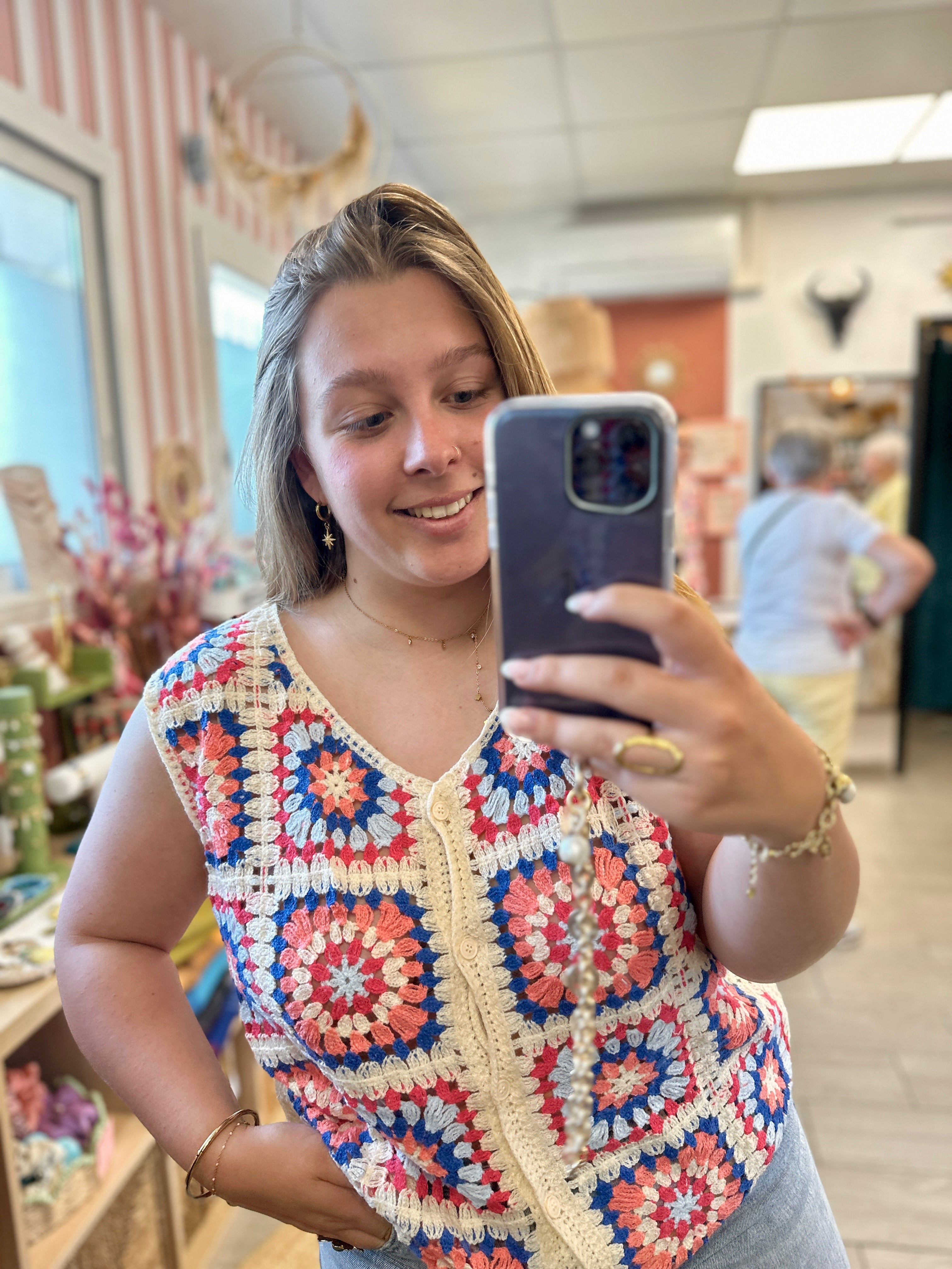 🧡 Pièces crochet bohème multicolores – Grande taille