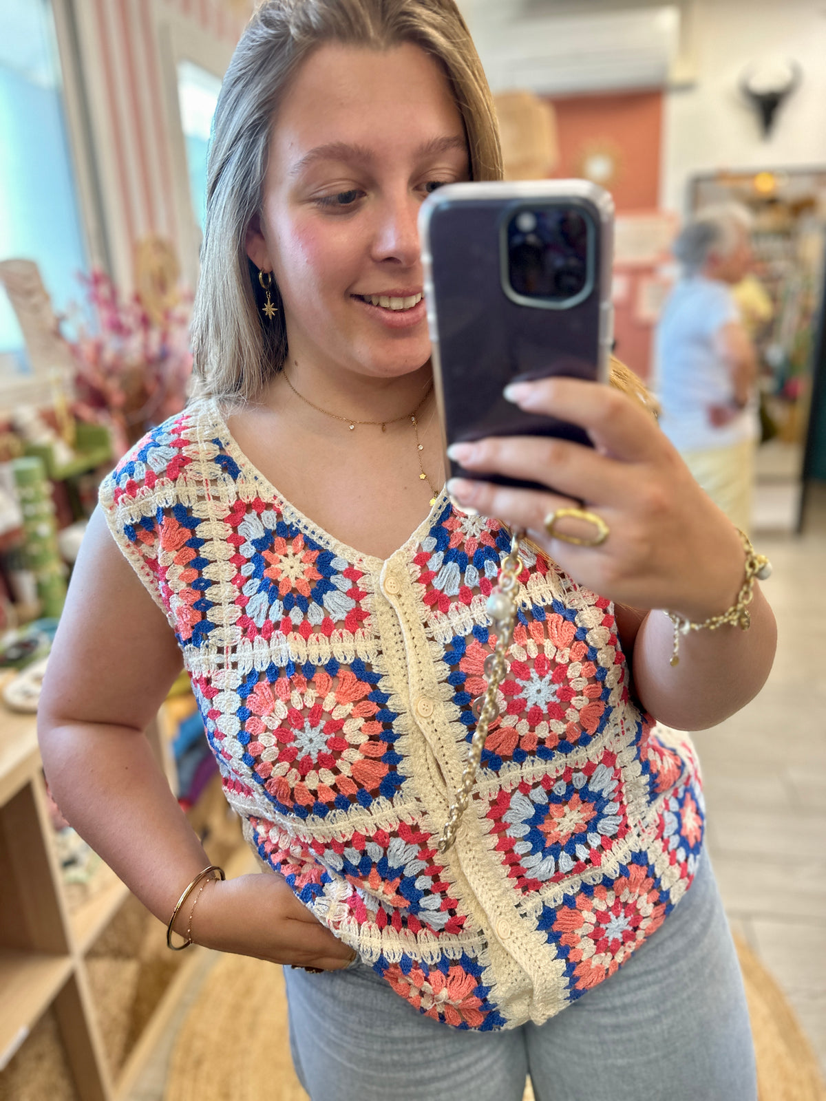 🧡 Pièces crochet bohème multicolores – Grande taille