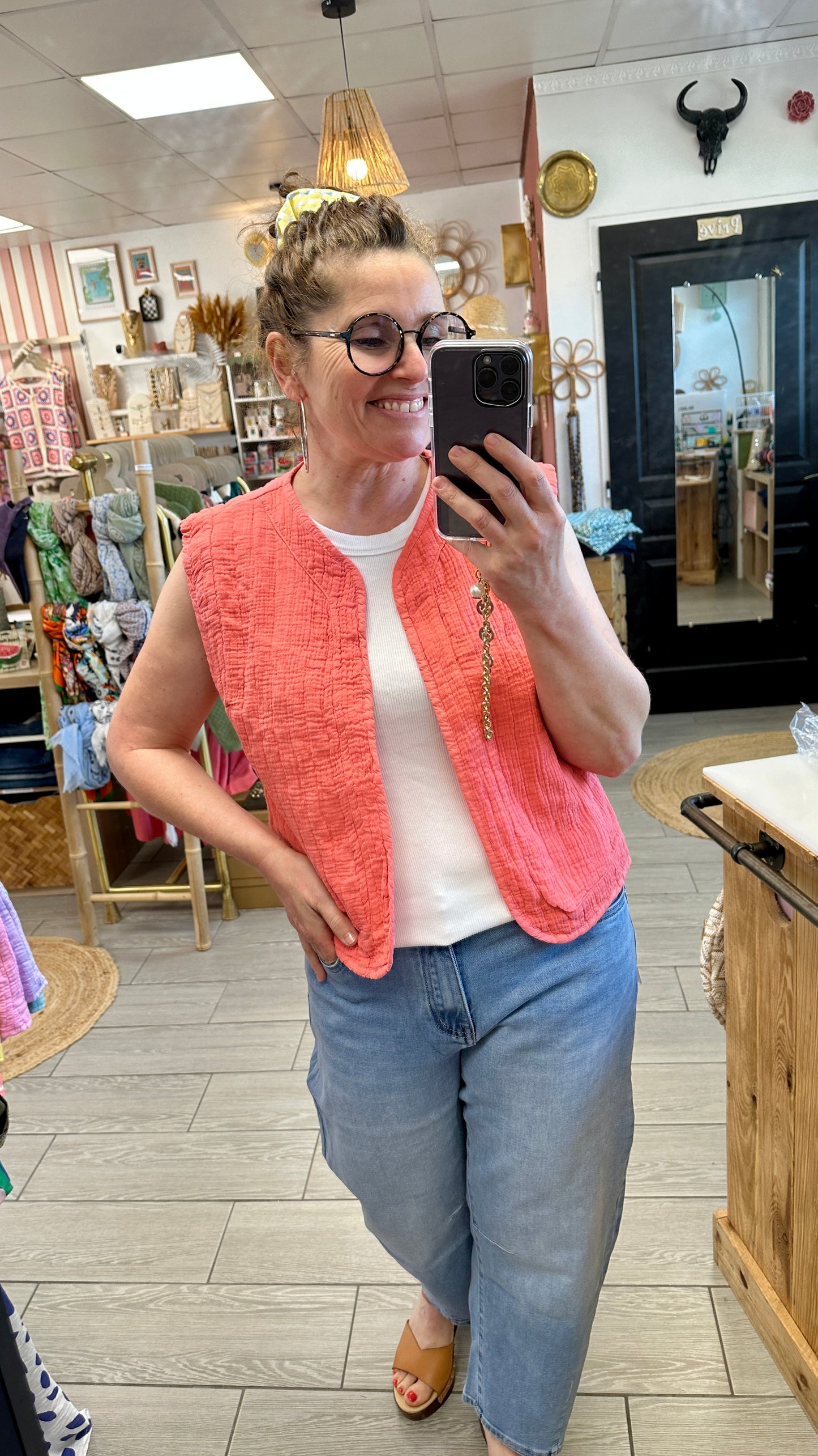 💖 Gilet Maïa sans manches en gaze de coton – Léger et tendance