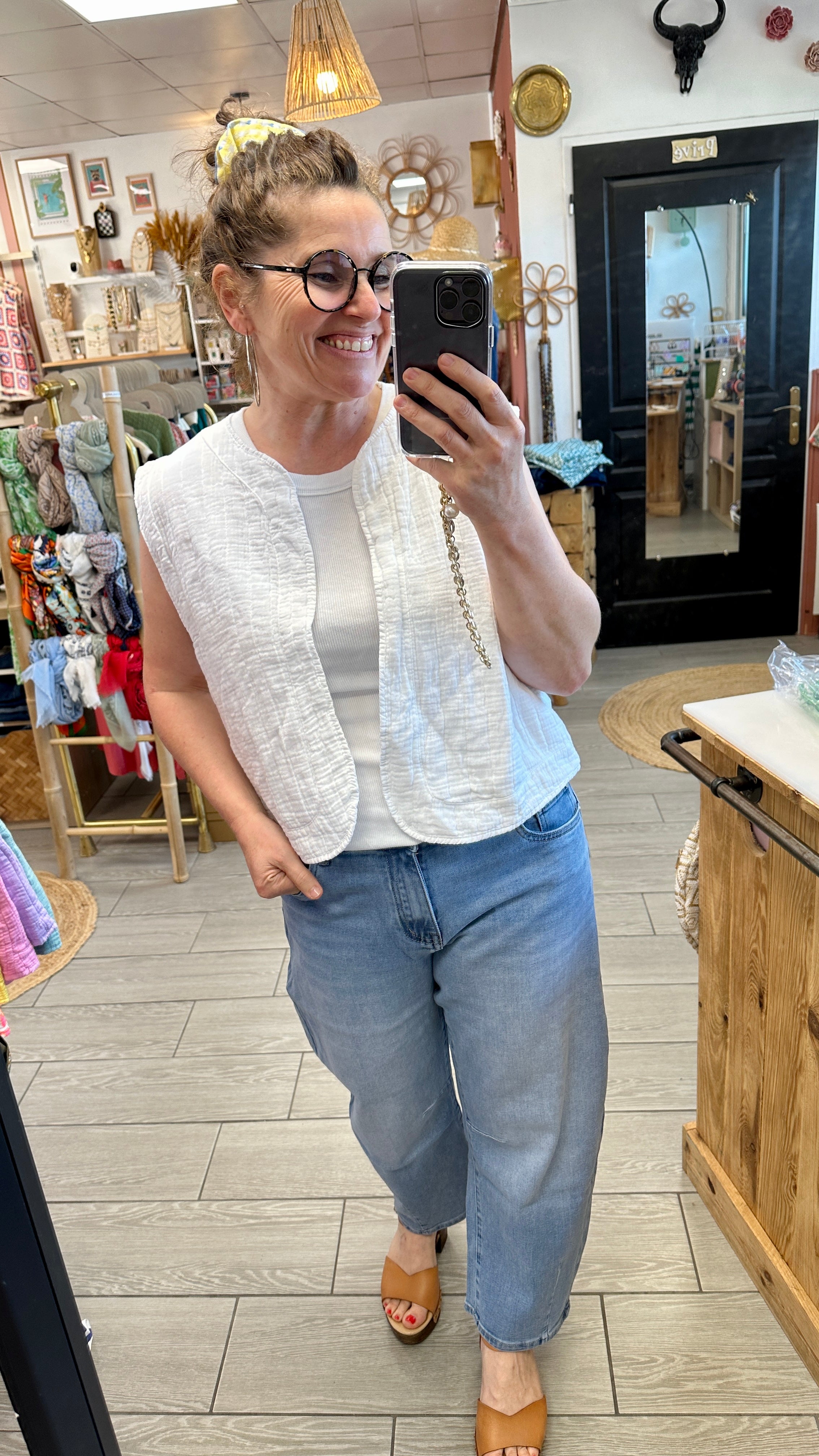💖 Gilet Maïa sans manches en gaze de coton – Léger et tendance
