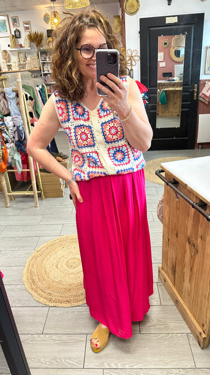 💗 Jupe Nelly fuchsia fluide – Élégante et féminine