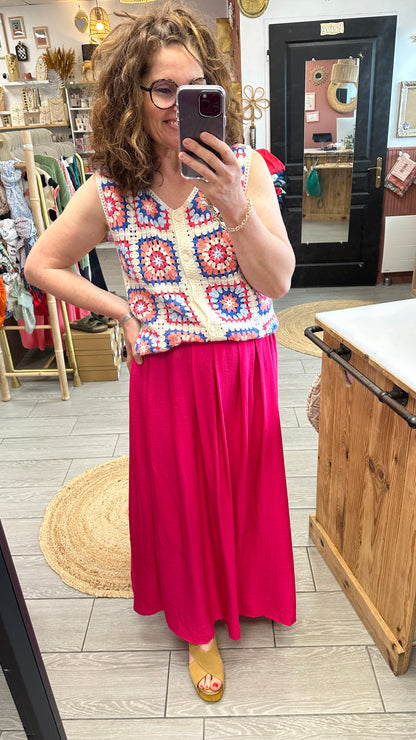 💗 Jupe Nelly fuchsia fluide – Élégante et féminine
