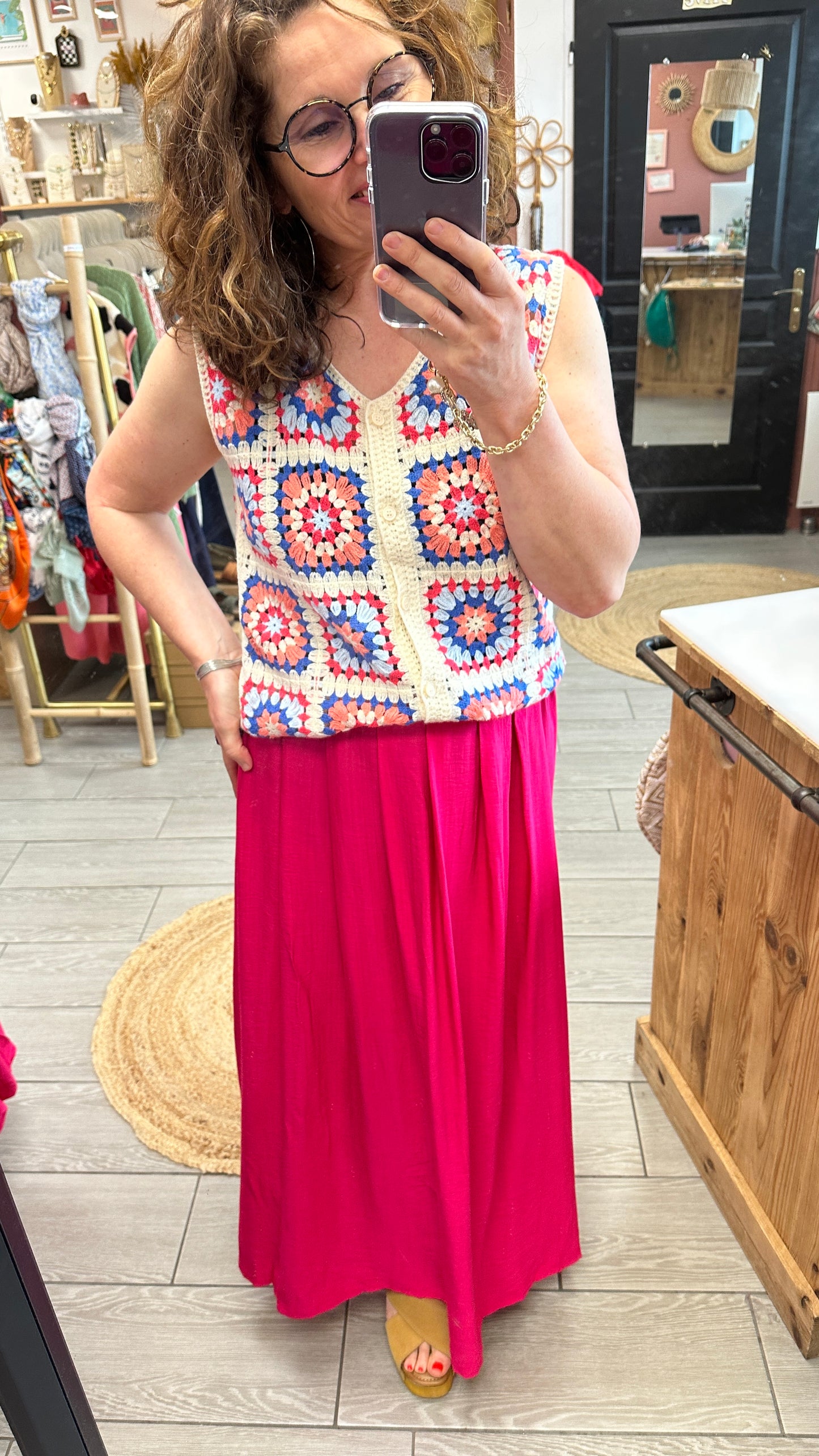 💗 Jupe Nelly fuchsia fluide – Élégante et féminine