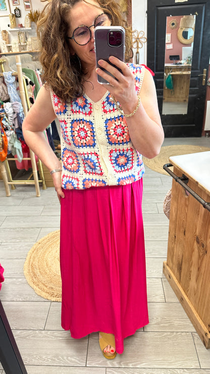 💗 Jupe Nelly fuchsia fluide – Élégante et féminine