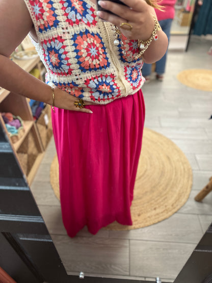 💗 Jupe Nelly fuchsia fluide – Grande taille élégante