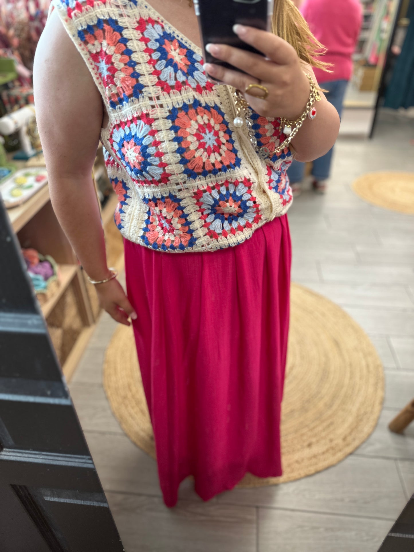 💗 Jupe Nelly fuchsia fluide – Grande taille élégante