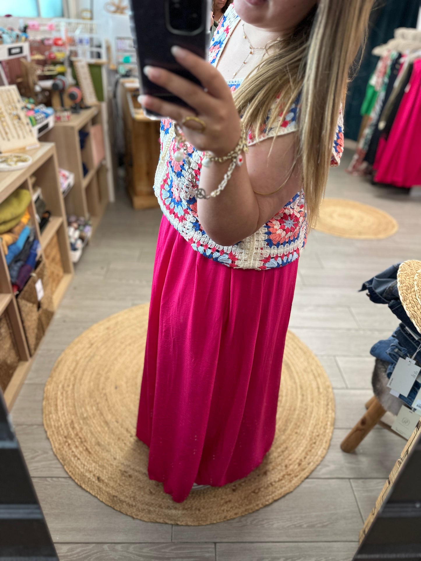 💗 Jupe Nelly fuchsia fluide – Grande taille élégante