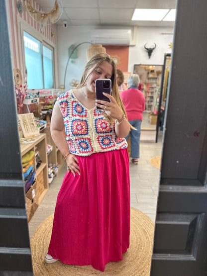 💗 Jupe Nelly fuchsia fluide – Grande taille élégante