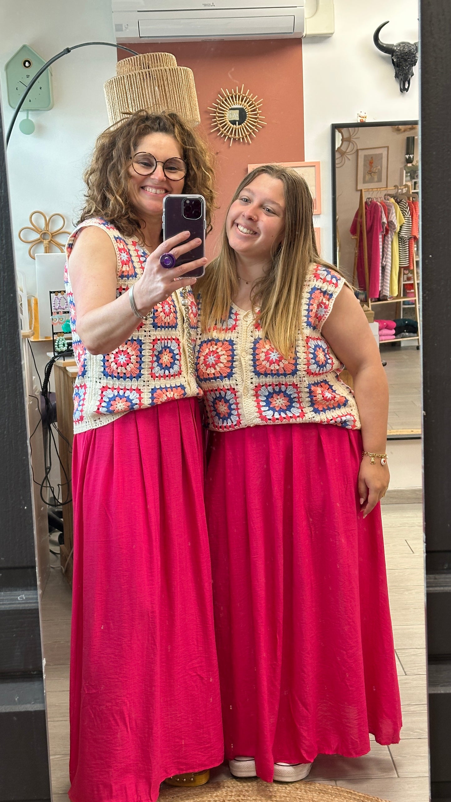 💗 Jupe Nelly fuchsia fluide – Grande taille élégante
