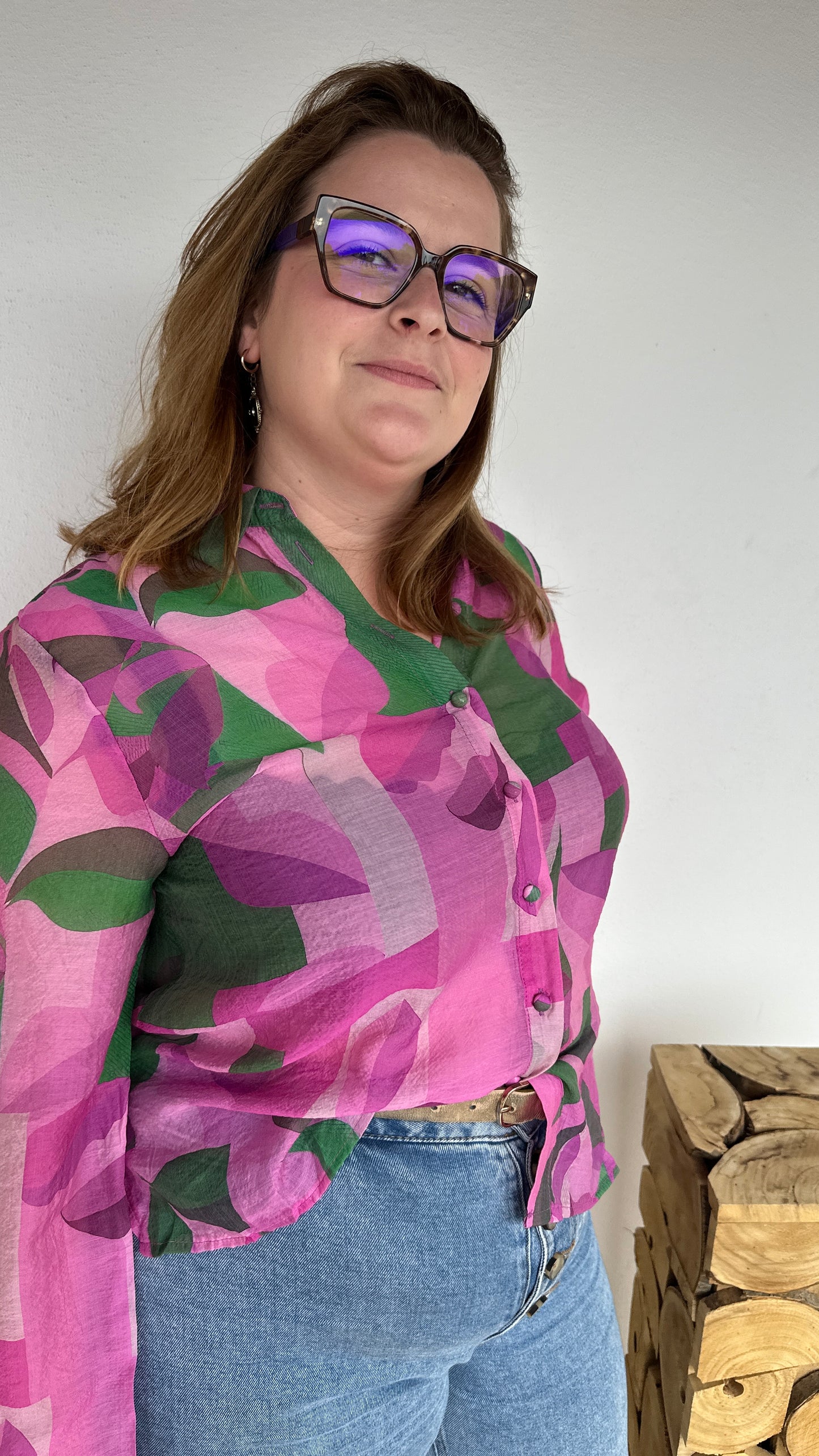 🌸 Chemise Jimi – Imprimé Rose & Vert