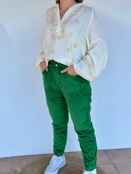 ✨ Pantalon Jamy – Momfit en Velours – 3 Coloris