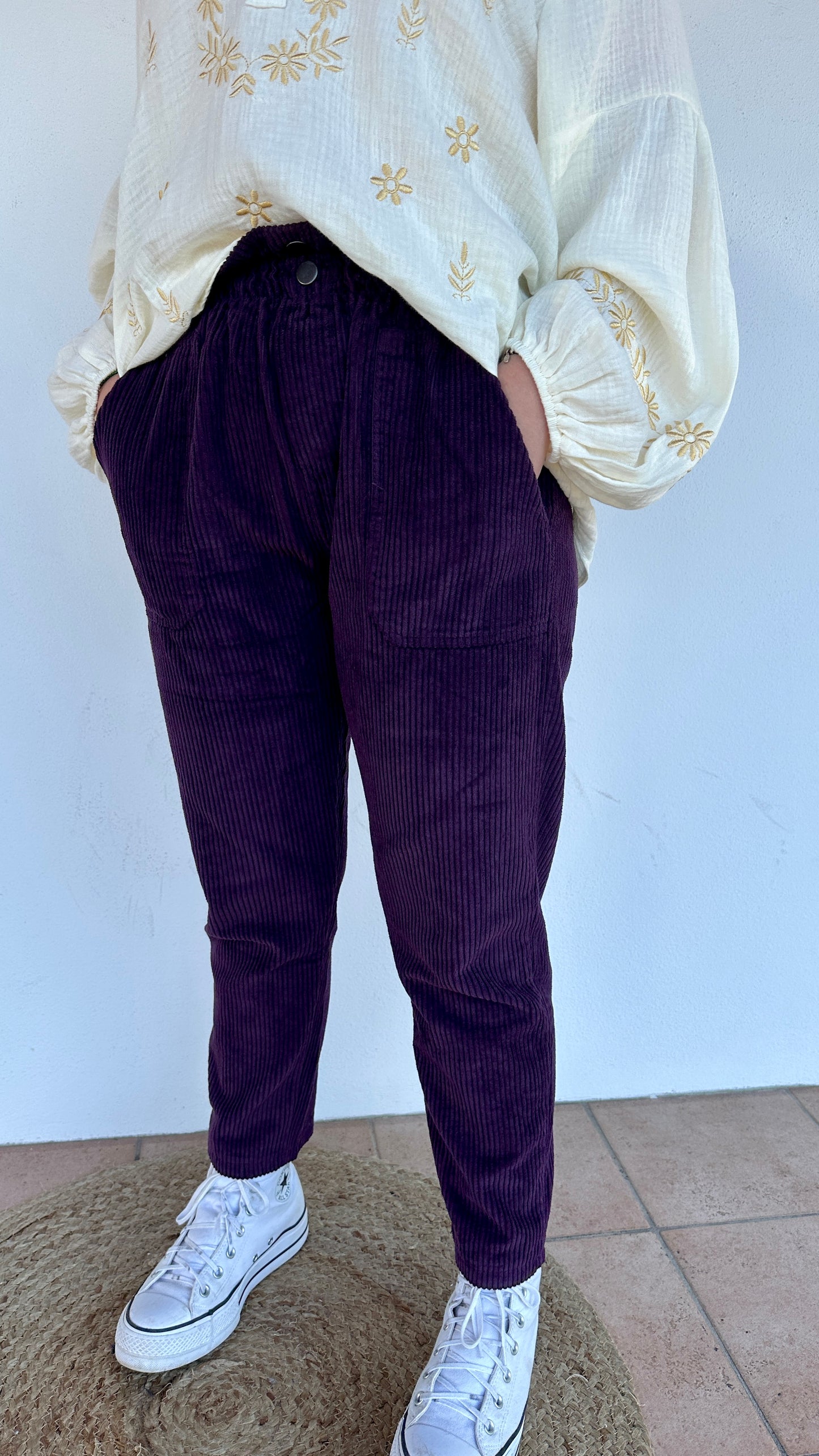 ✨ Pantalon Jamy – Momfit en Velours – 3 Coloris