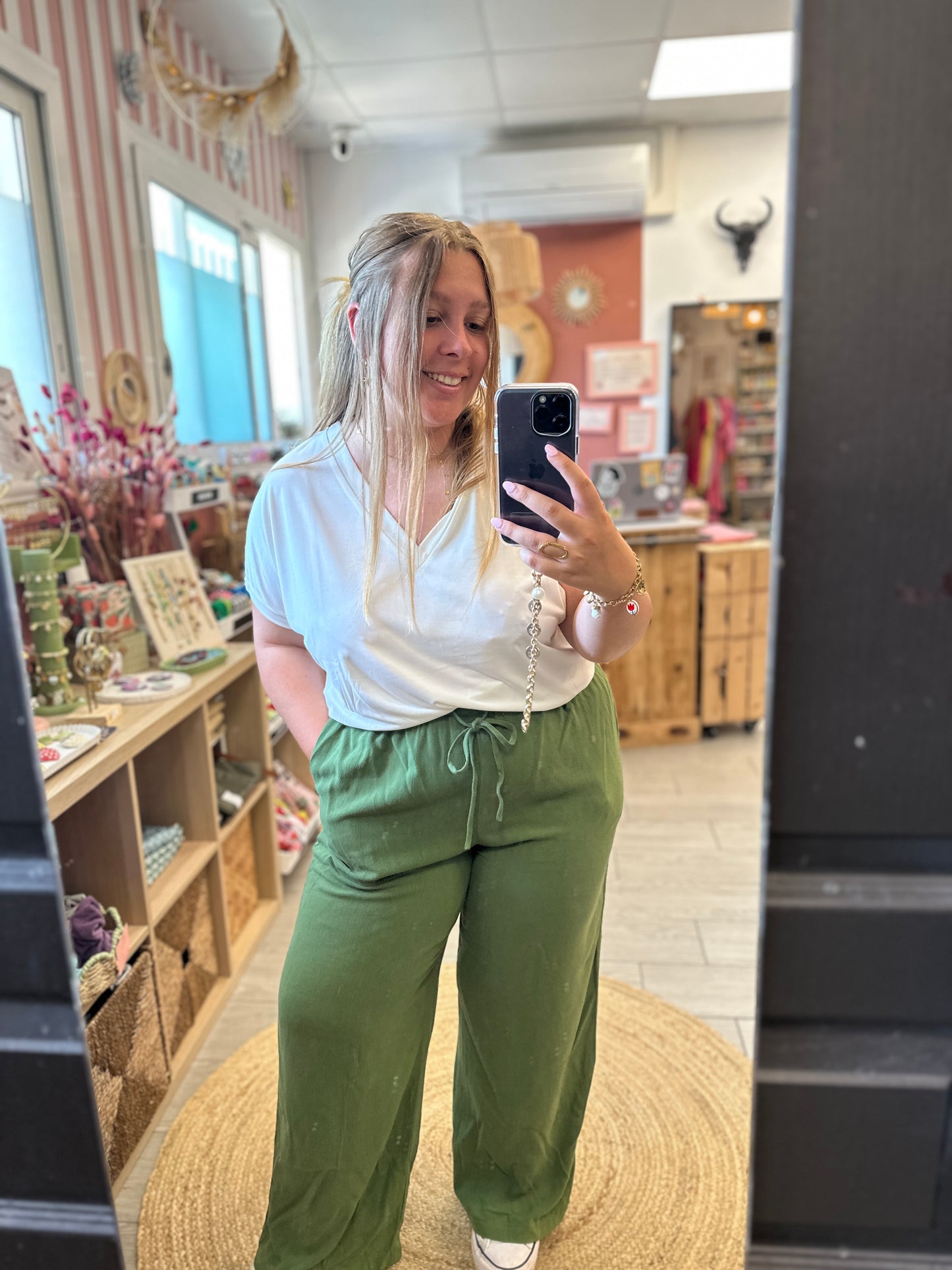 🌿 Pantalon Gaïa fluide viscose & lin – Grande taille