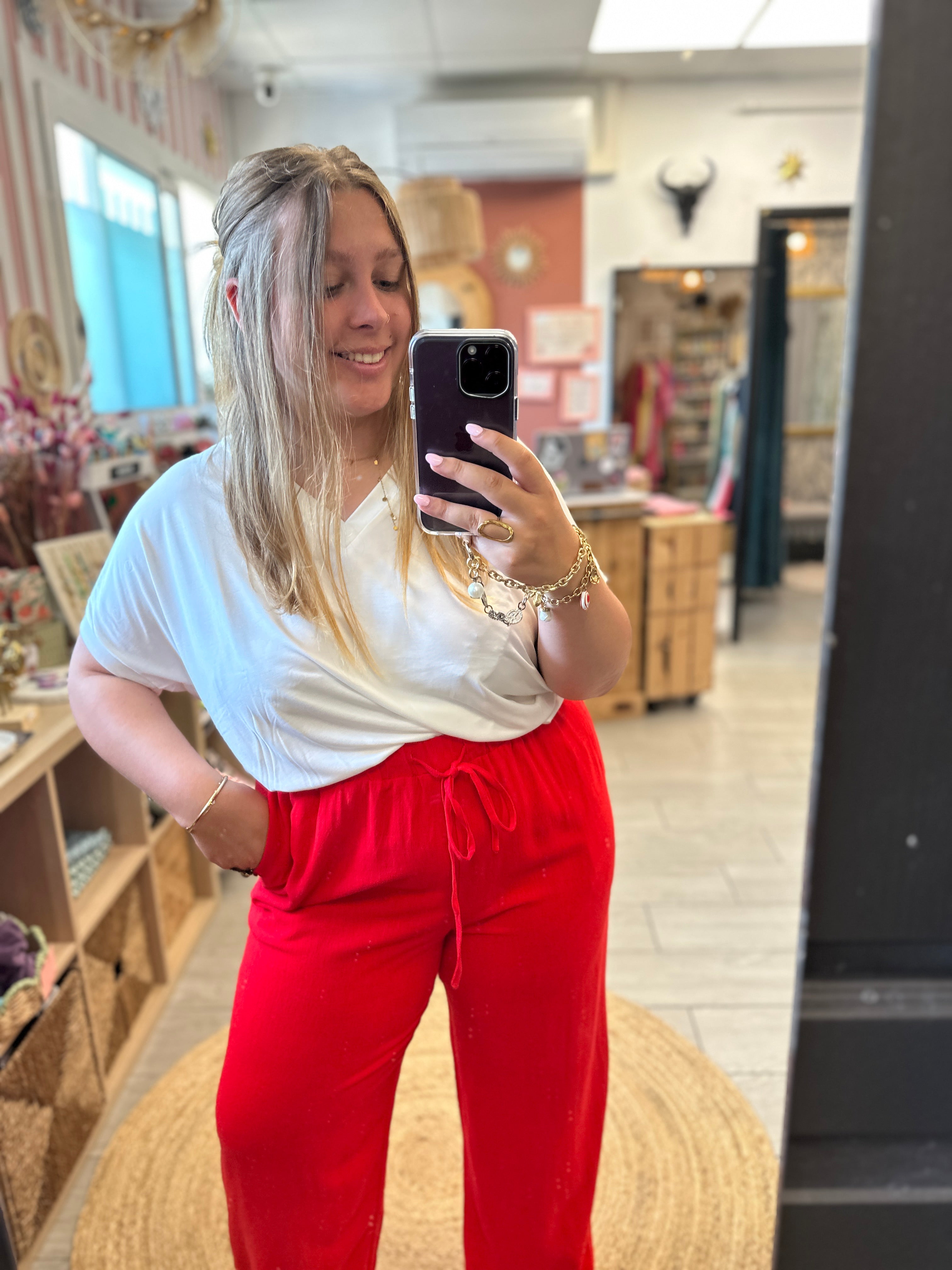 🌿 Pantalon Gaïa fluide viscose & lin – Grande taille