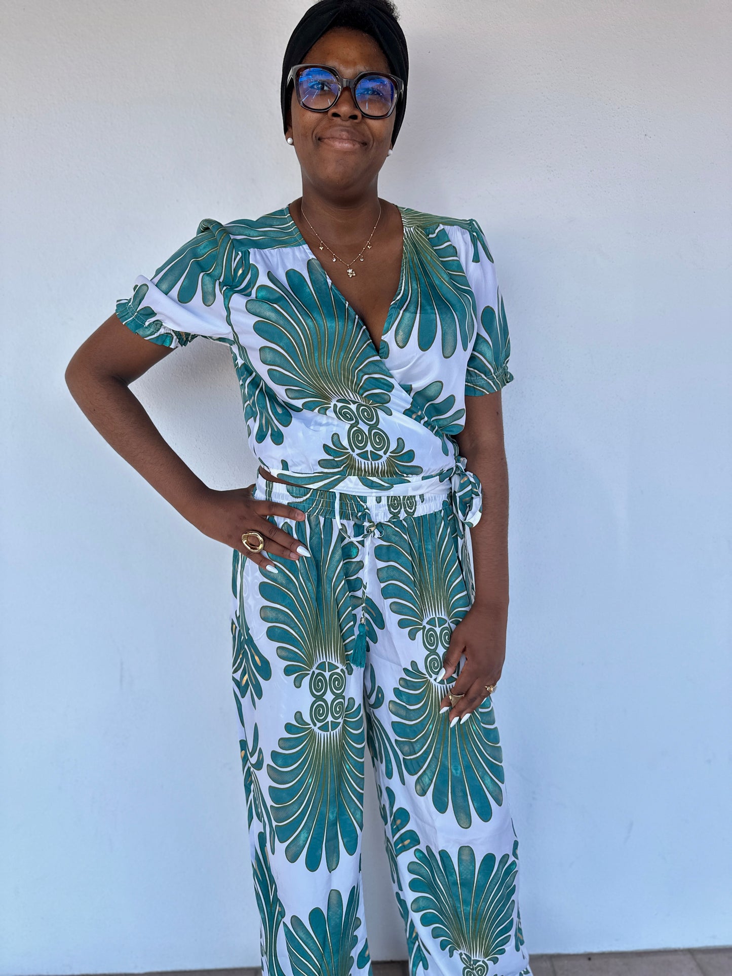 💙 Pantalon Laguna imprimé bleu – Fluide & bohème