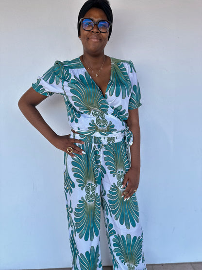 💙 Pantalon Laguna imprimé bleu – Fluide & bohème