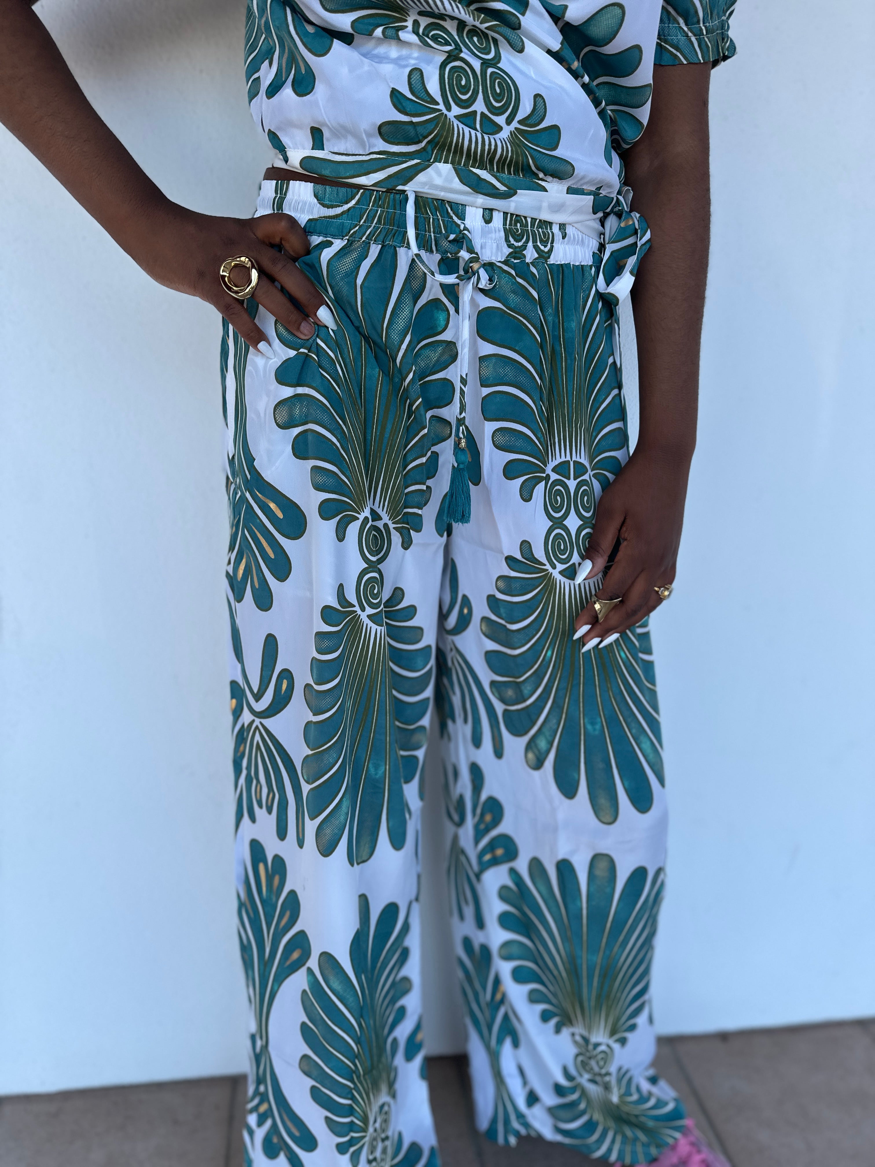 💙 Pantalon Laguna imprimé bleu – Fluide & bohème