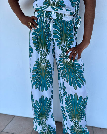 💙 Pantalon Laguna imprimé bleu – Fluide & bohème