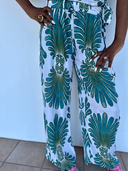 💙 Pantalon Laguna imprimé bleu – Fluide & bohème