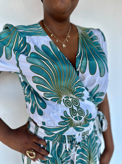 💙 Top Laguna imprimé bleu – Féminin & bohème chic