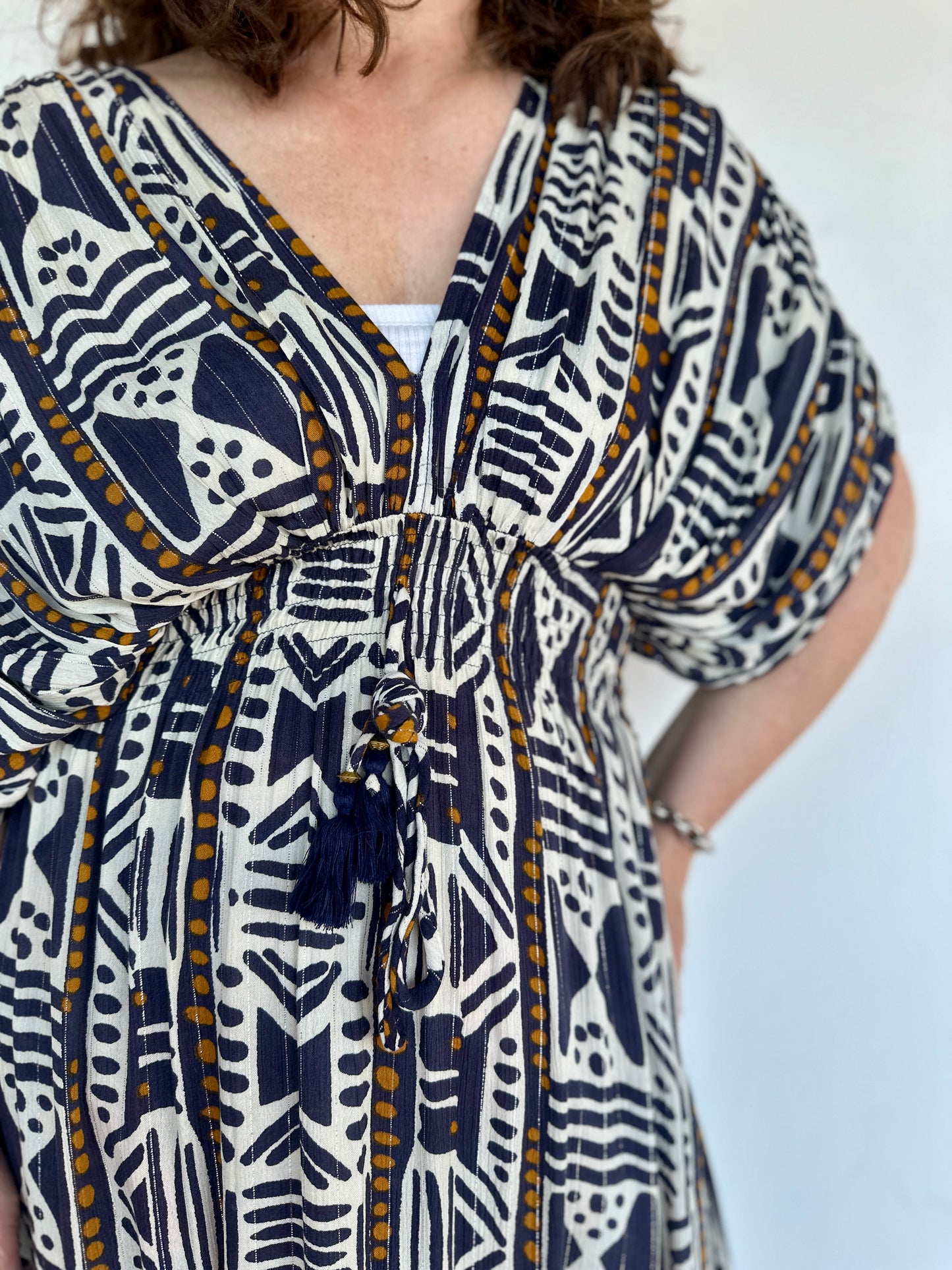 🤎 Robe Azéline géométrique – Bohème & élégante
