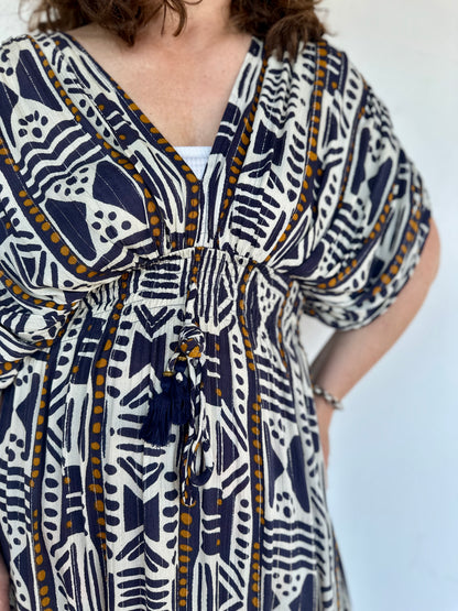 🤎 Robe Azéline géométrique – Bohème & élégante