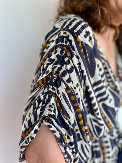 🤎 Robe Azéline géométrique – Bohème & élégante