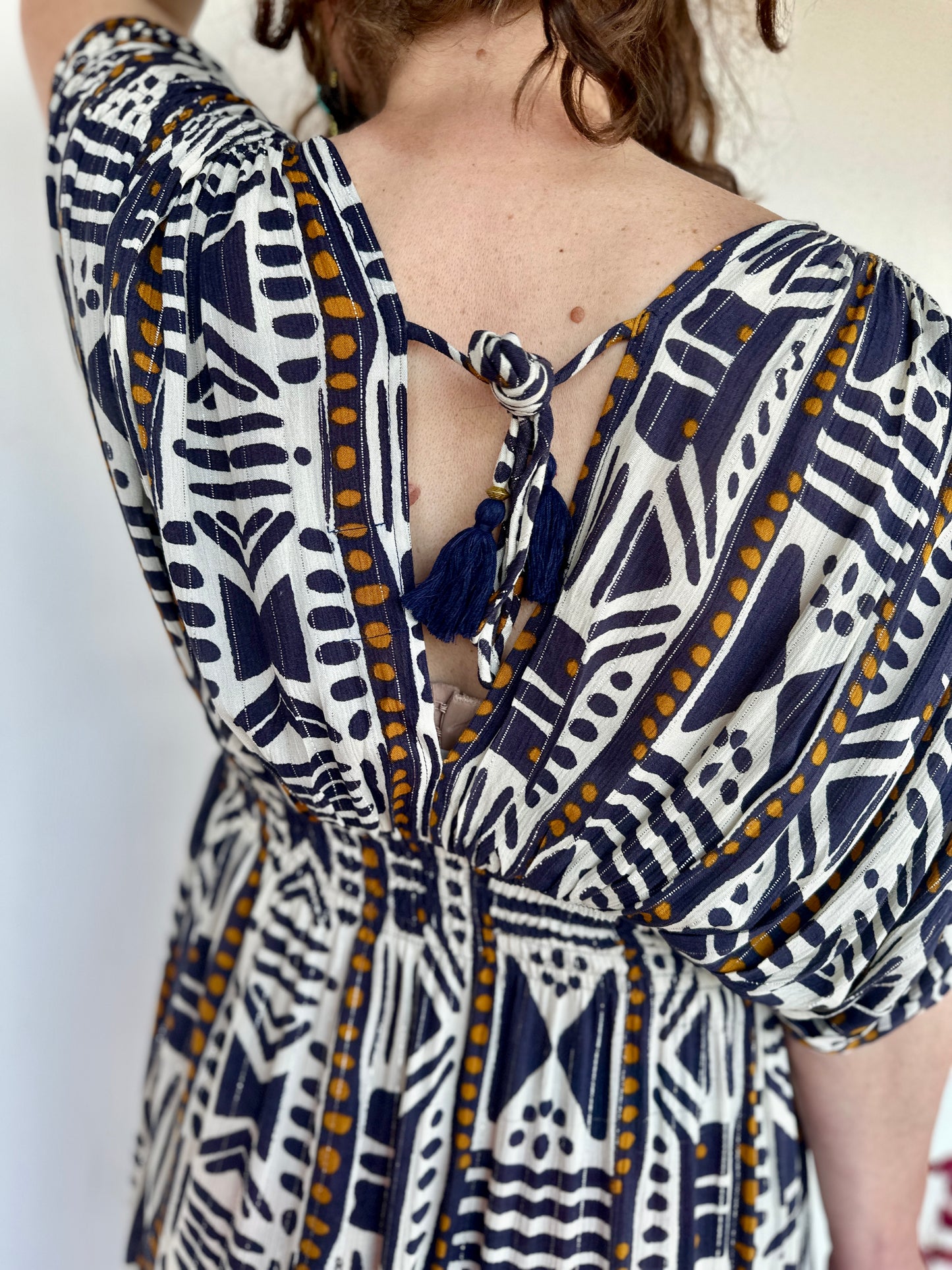 🤎 Robe Azéline géométrique – Bohème & élégante
