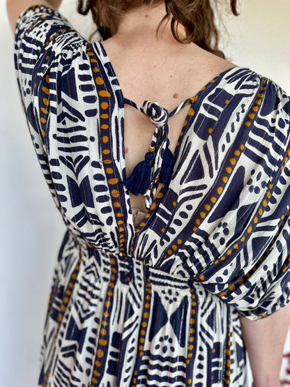 🤎 Robe Azéline géométrique – Bohème & élégante