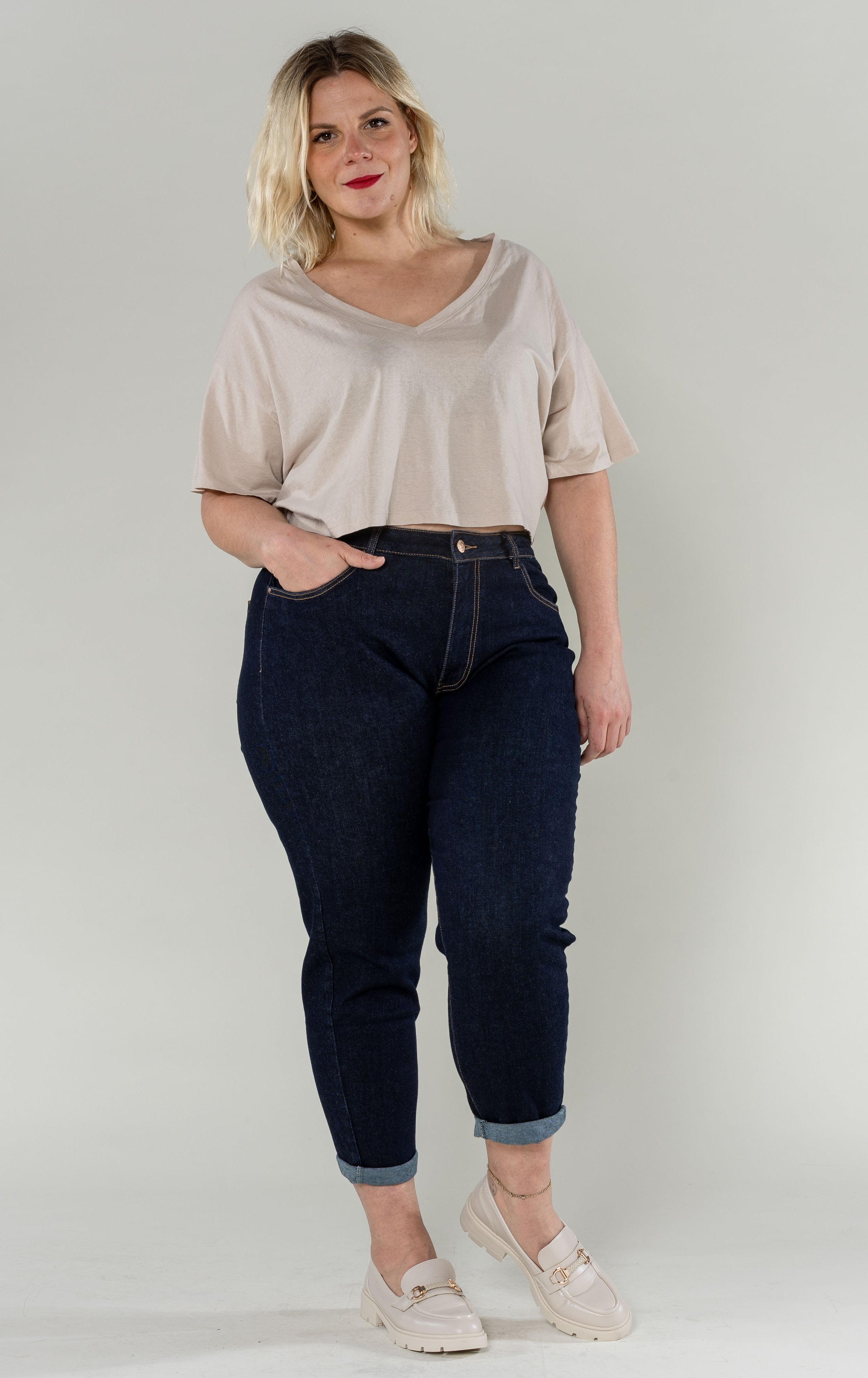 jean femme mom bleu brut grande taille karostar creil