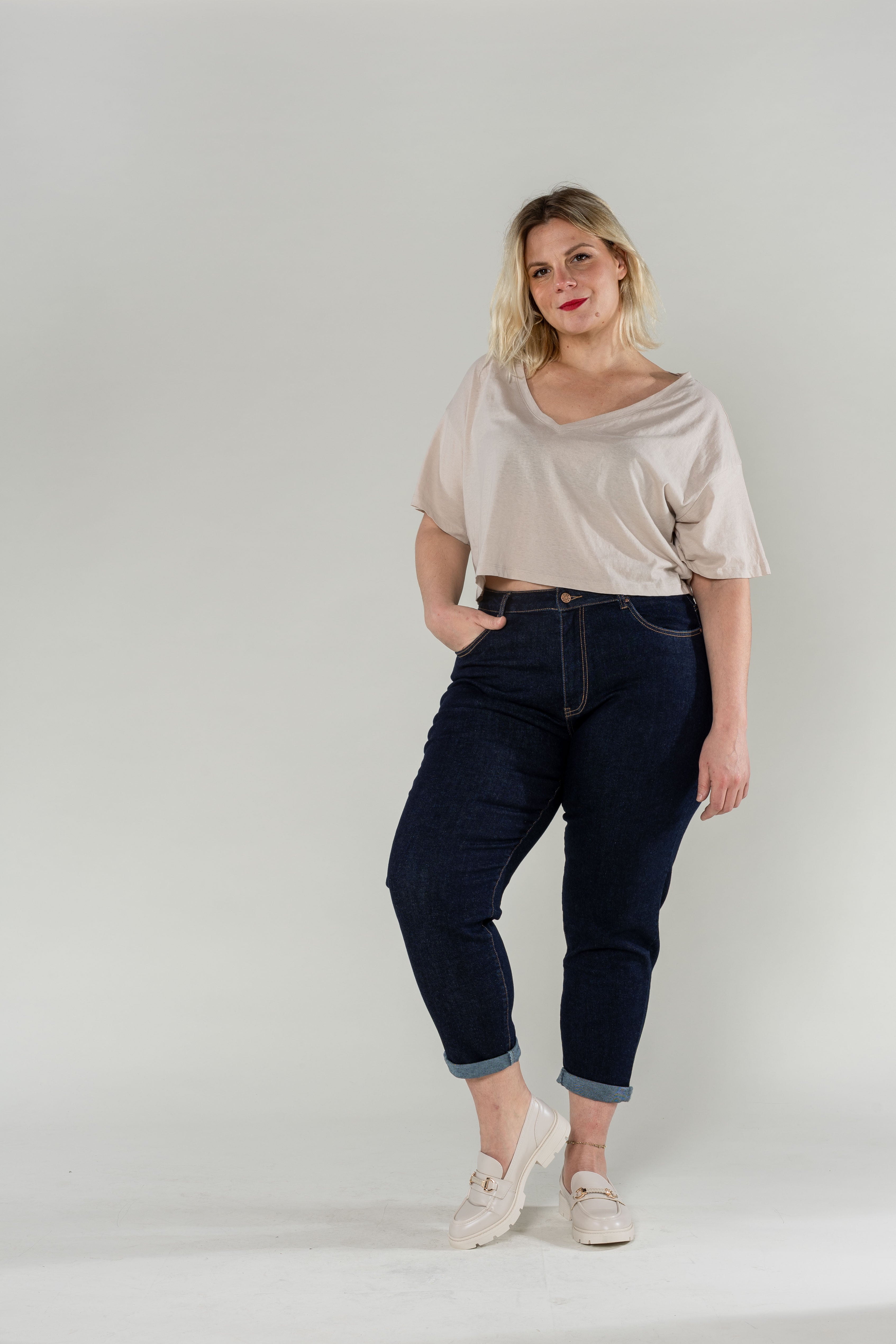 jean mom femme grande taille bleu brut tendance ycoo beauvais