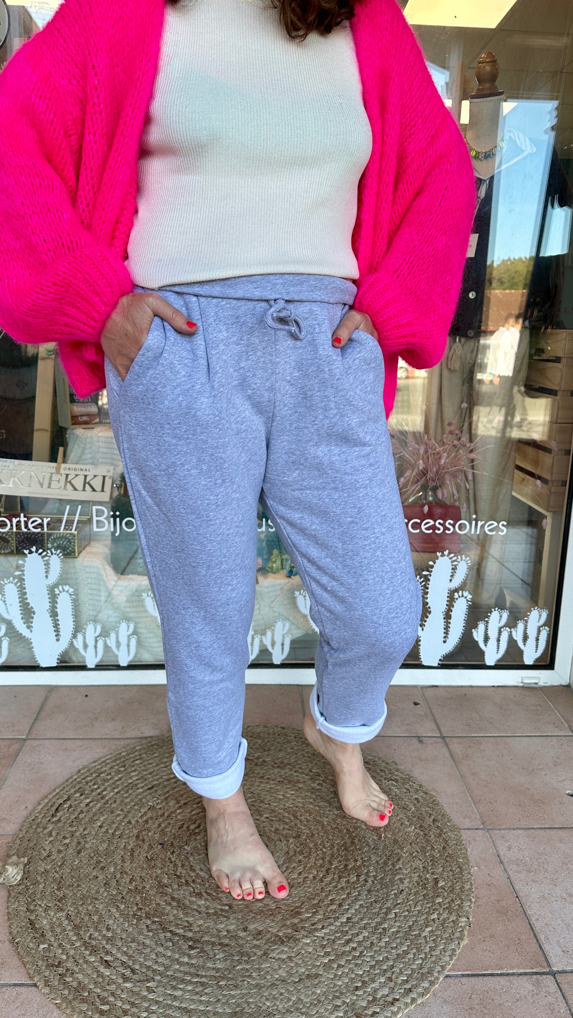 Jogging gris femme en coton – Abana Boutique Ustaritz
