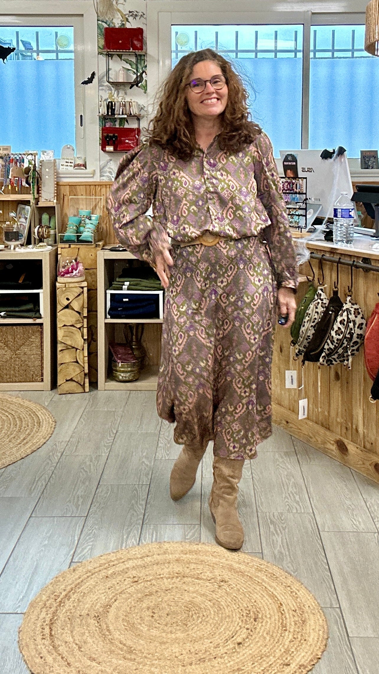 Jupe fluide imprimée bohème à taille élastique - Abana 64310