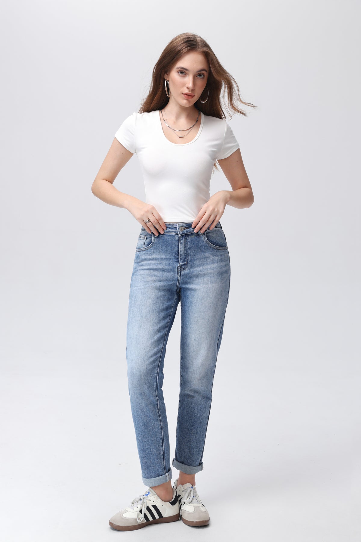 👖Jean mom Lorena – Stretch bleu femme