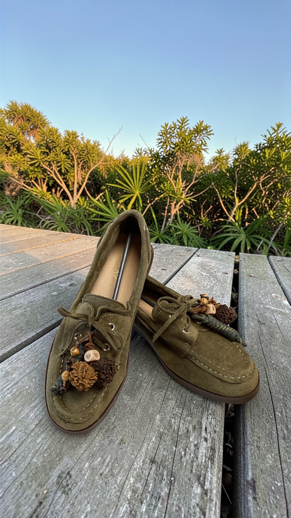 mocassins kaki avec pompons confort, tendance findlay paris