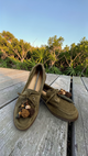 mocassins kaki avec pompons confort, tendance findlay paris