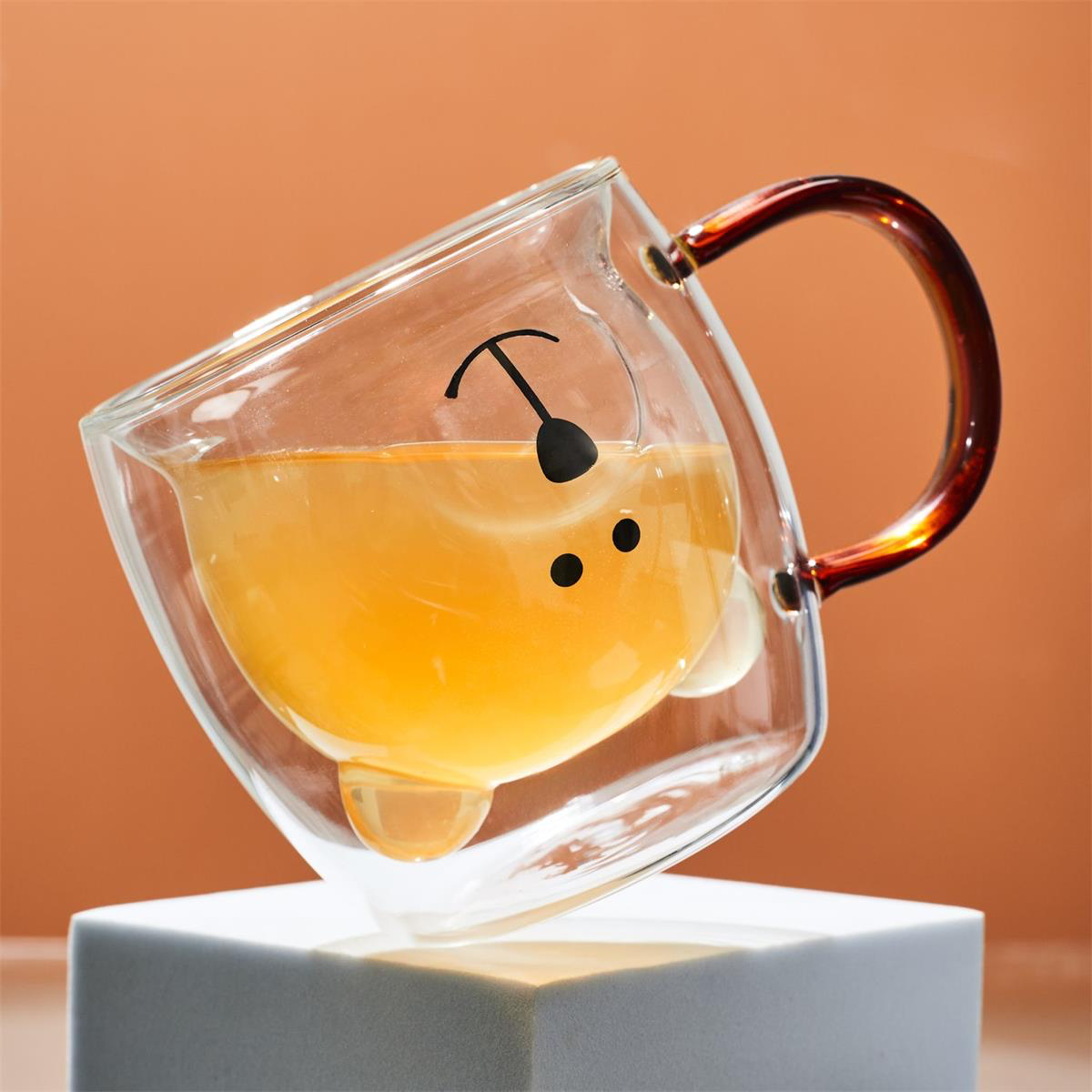 Mug en verre à double paroi avec motif petit ourson - Abana Boutique 64480