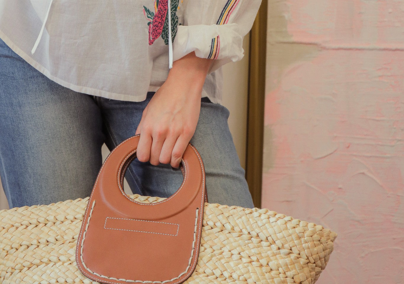 sac panier ete cuir camel naturel royan