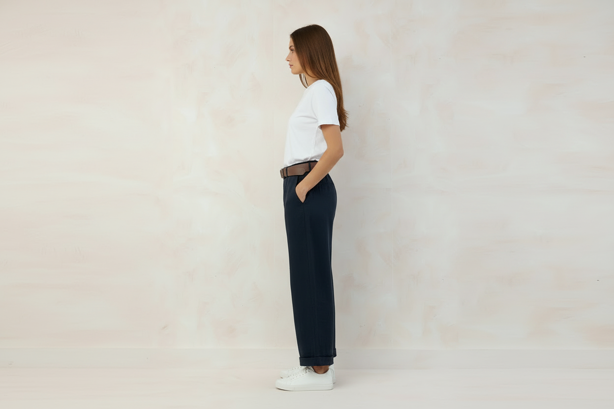 Pantalon barrel noir à coupe ample, style moderne et confortable - Abana 64310