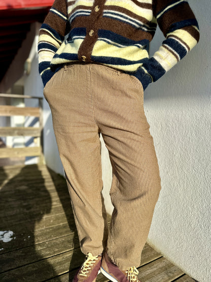 pantalon strong banditas imprime marron femme coupe droite mode paris