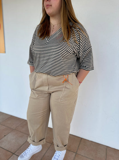 pantalon beige confortable grande taille lille