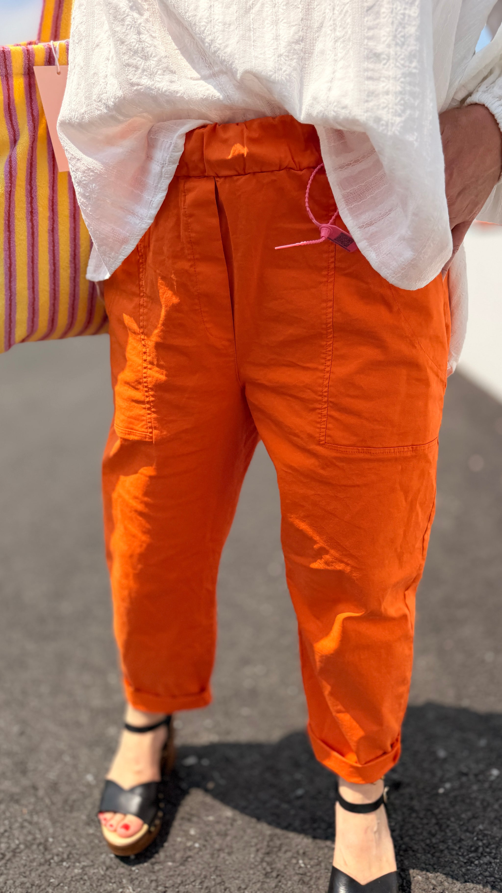 pantalon valkyrie orange taille elastique poche coupe droite vader originale confort tendance banditas from marseille cannes antibes monaco
