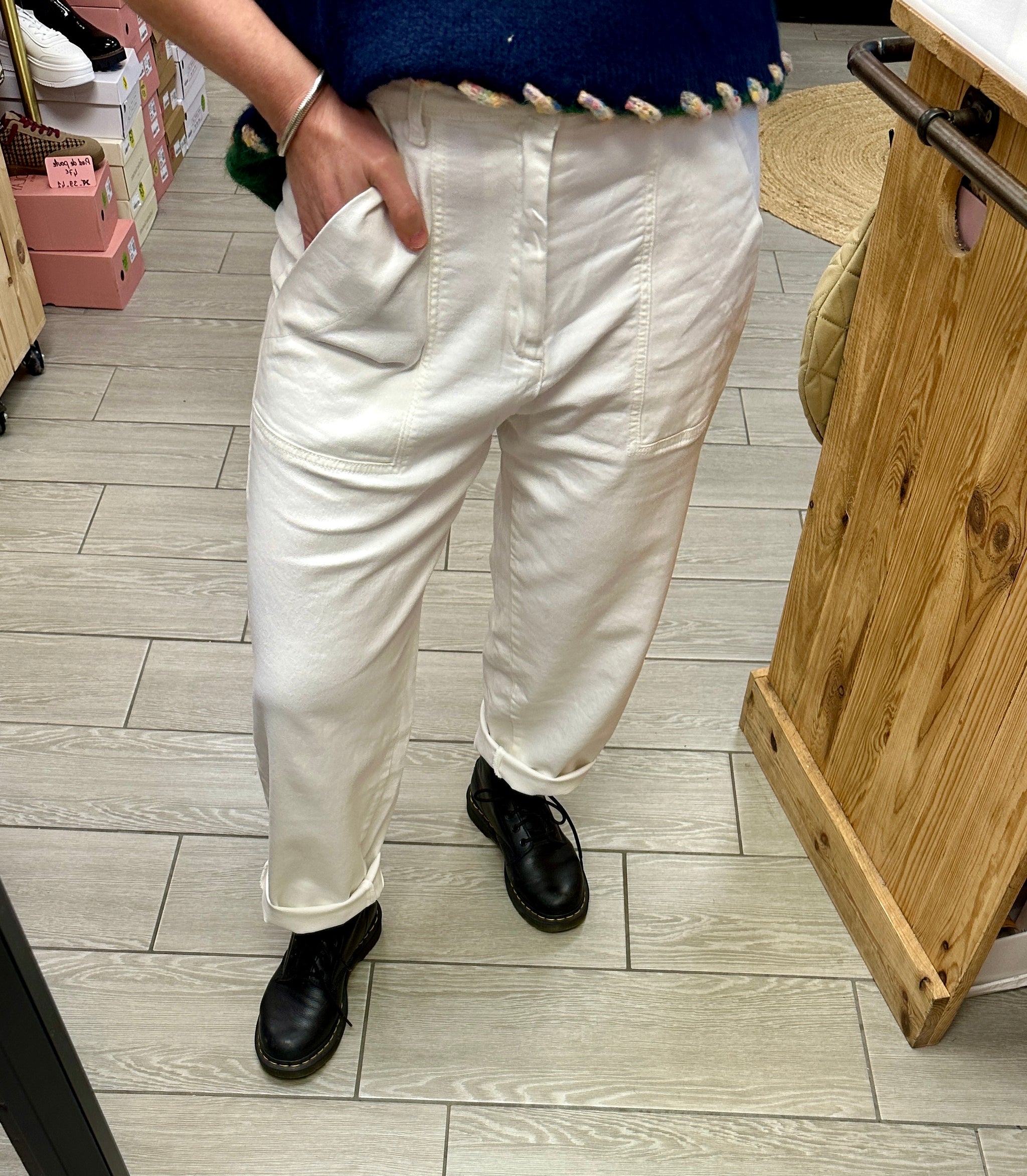 pantalon femme ecru banditas bordeaux