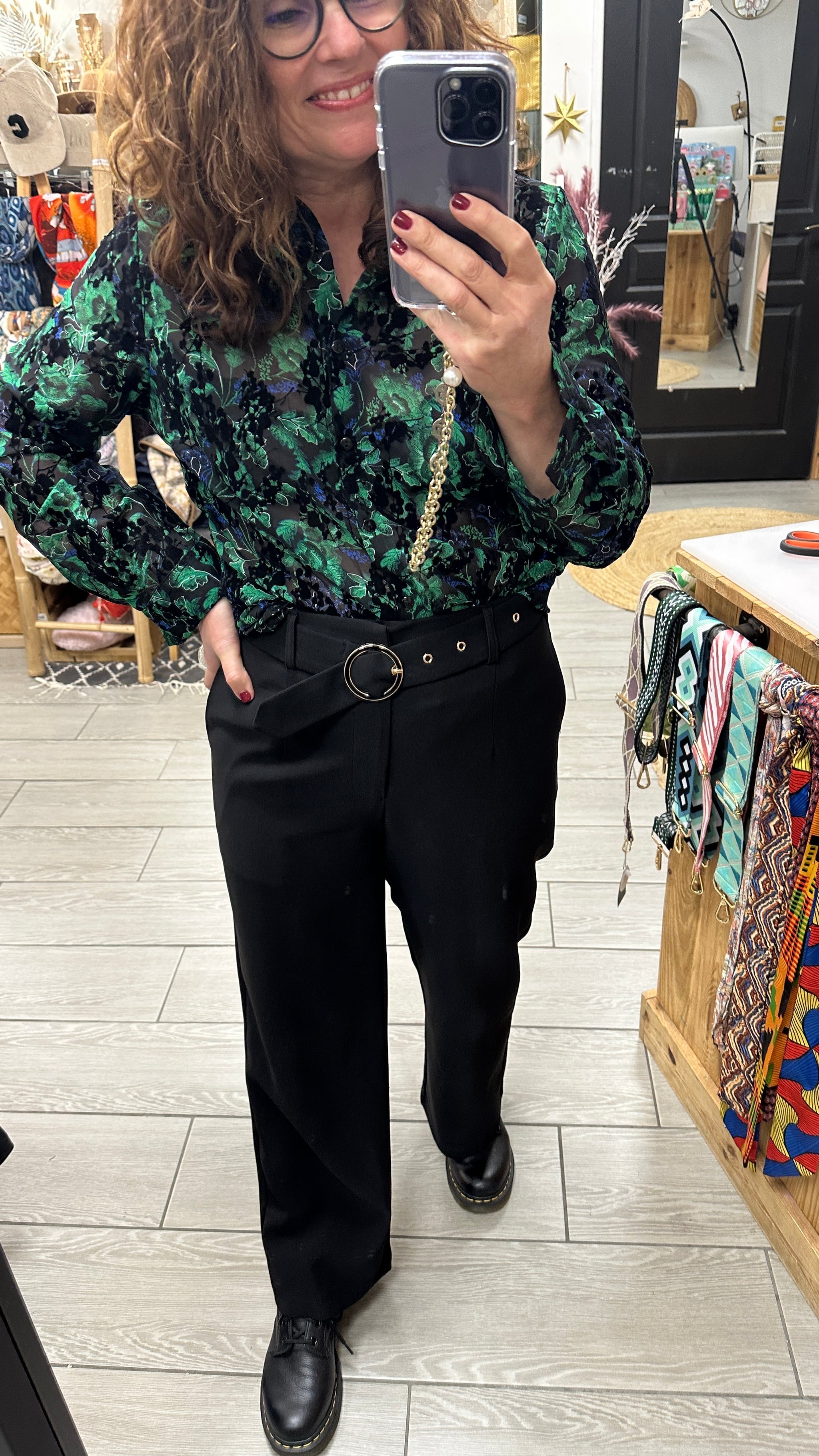 Pantalon fluide confortable, doux et ample noir - Abana 64310