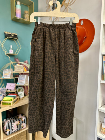 pantalon chocolat imprimé léopard taille unique coton - abana 64990