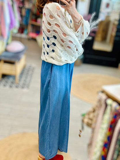 Pull crochet en coton mode femme été à retrouver à Ustaritz dans la boutique de vêtements 64480 Abana