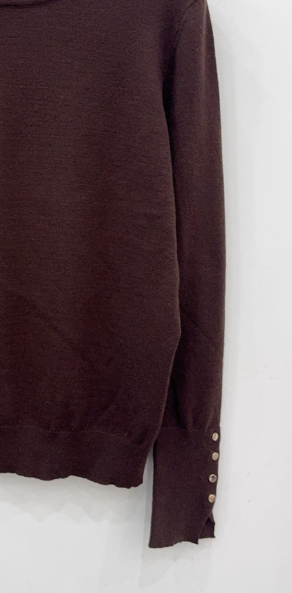 Pull marron femme coupe classique manches longues - Abana 64310