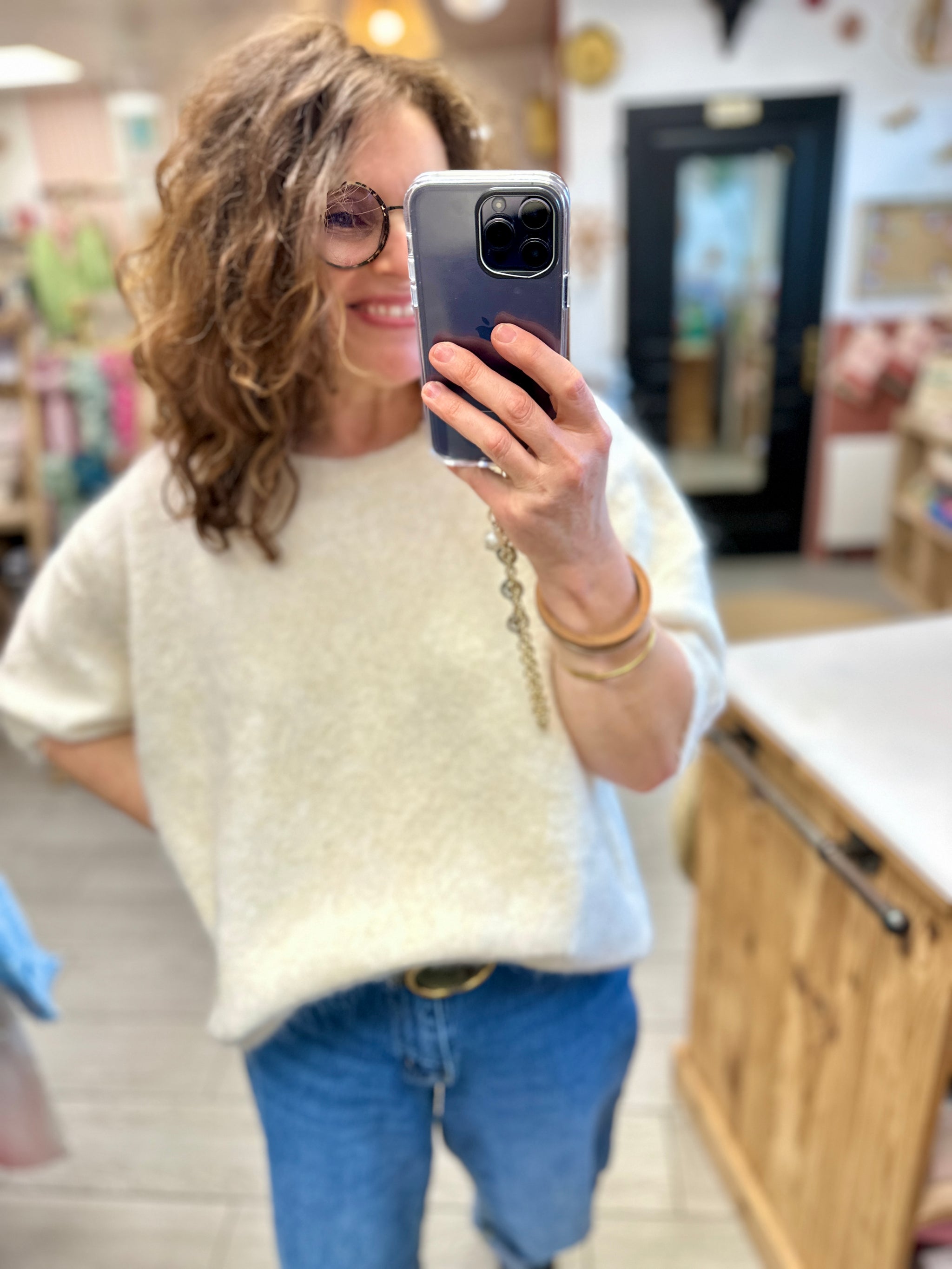 pull maille douce ecru majolica by one in april toulouse
