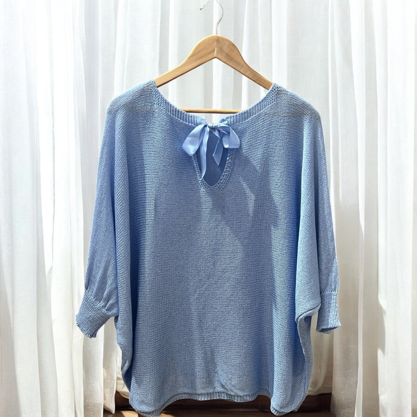pull bleu ciel léger et chic en grande taille pour femme, collection Abana Boutique